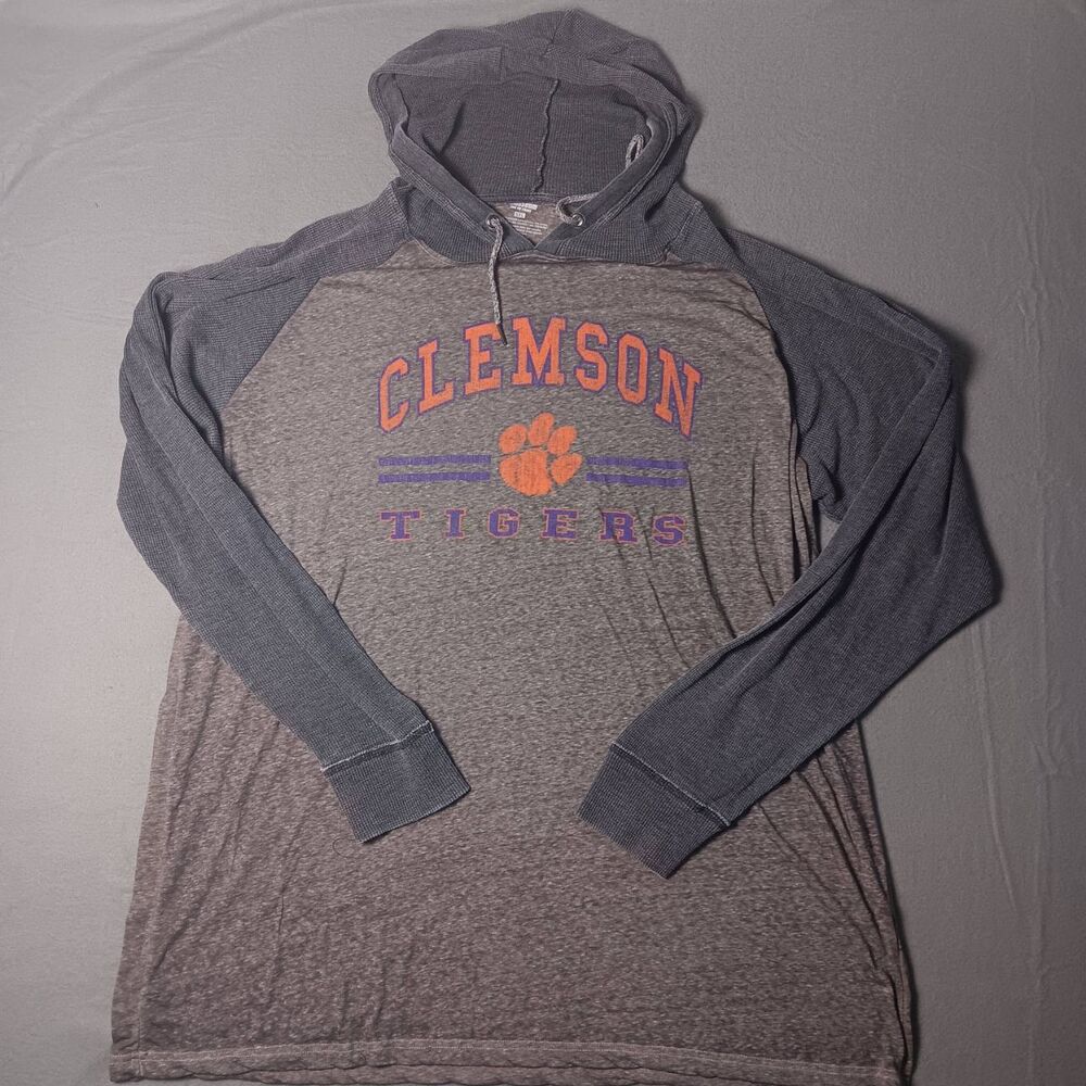 Colosseum Mens 5XL Clemson Tigers Hoodie Heather Grey Raglan Fanwear Casual